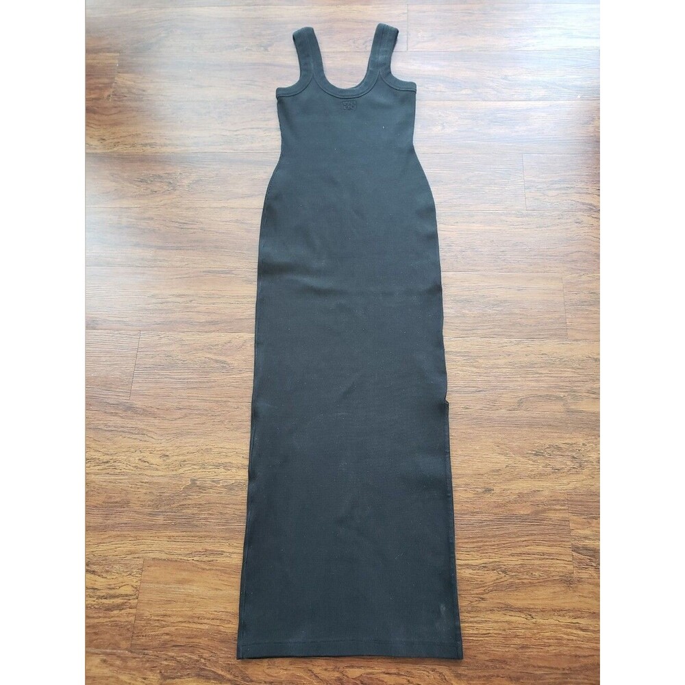 Alexander Wang T Black Ribbed Stretch Knit Maxi Dress Size S Designer Streetwear - Picture 1 of 9